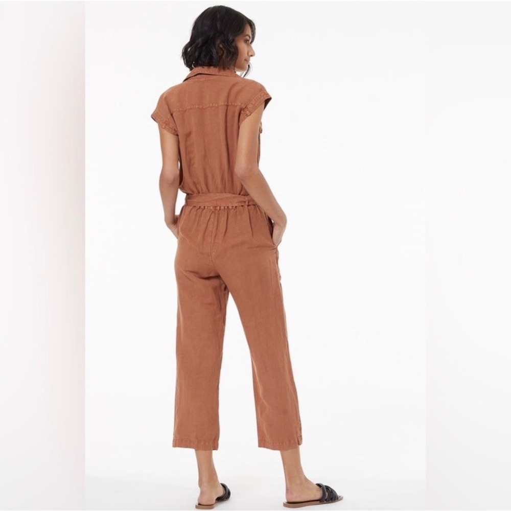 YFB Young Fabulous & Broke Jumpsuit Womens XS Rust Linen Utility Safari Core - Picture 2 of 13